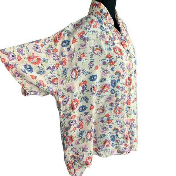 VINTAGE 80s Floral Short Sleeve Blouse - Picture 6 of 11